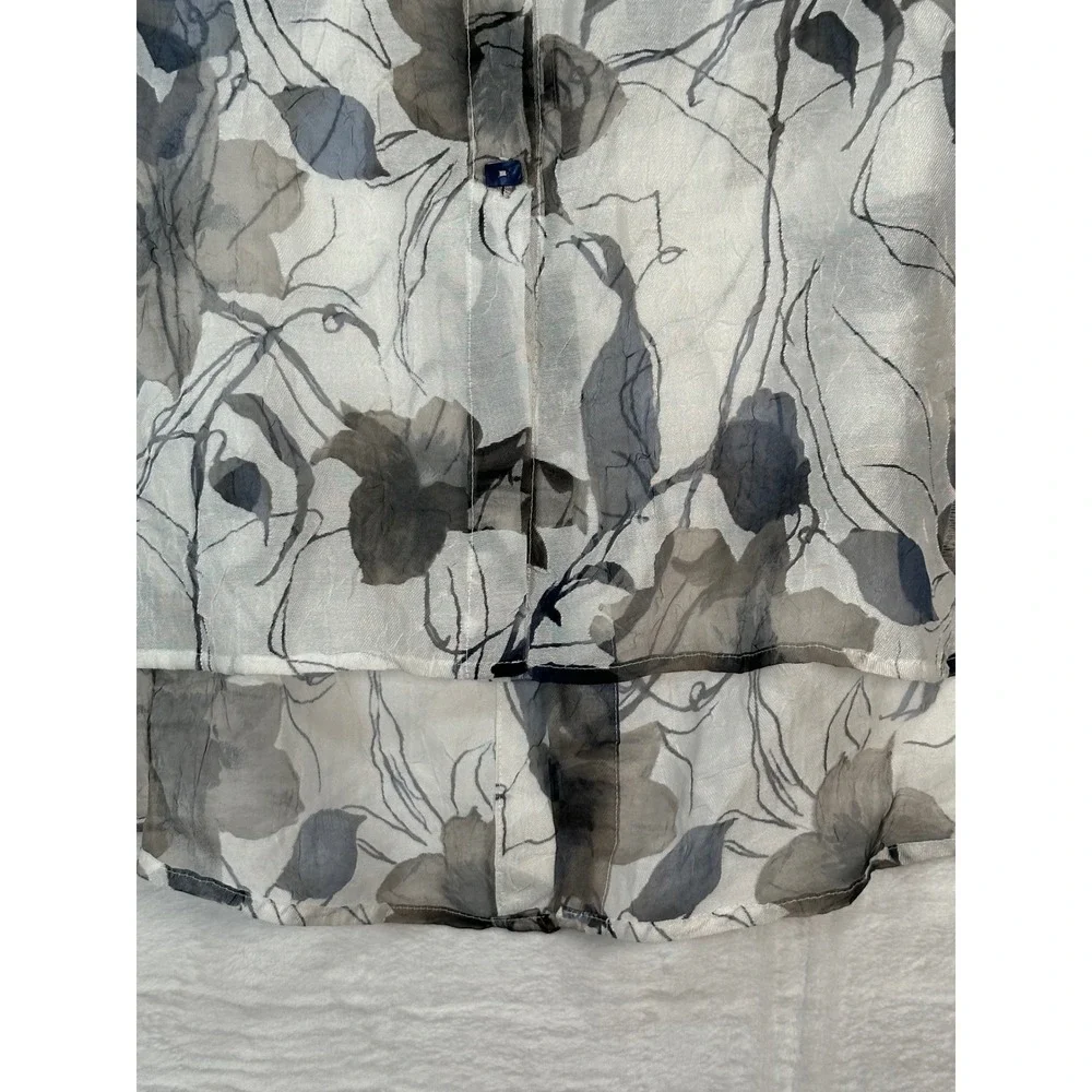 IC by Connie K Womens Burnout Floral Sheer Tunic XL Wire Ruffle Collar Lagenlook